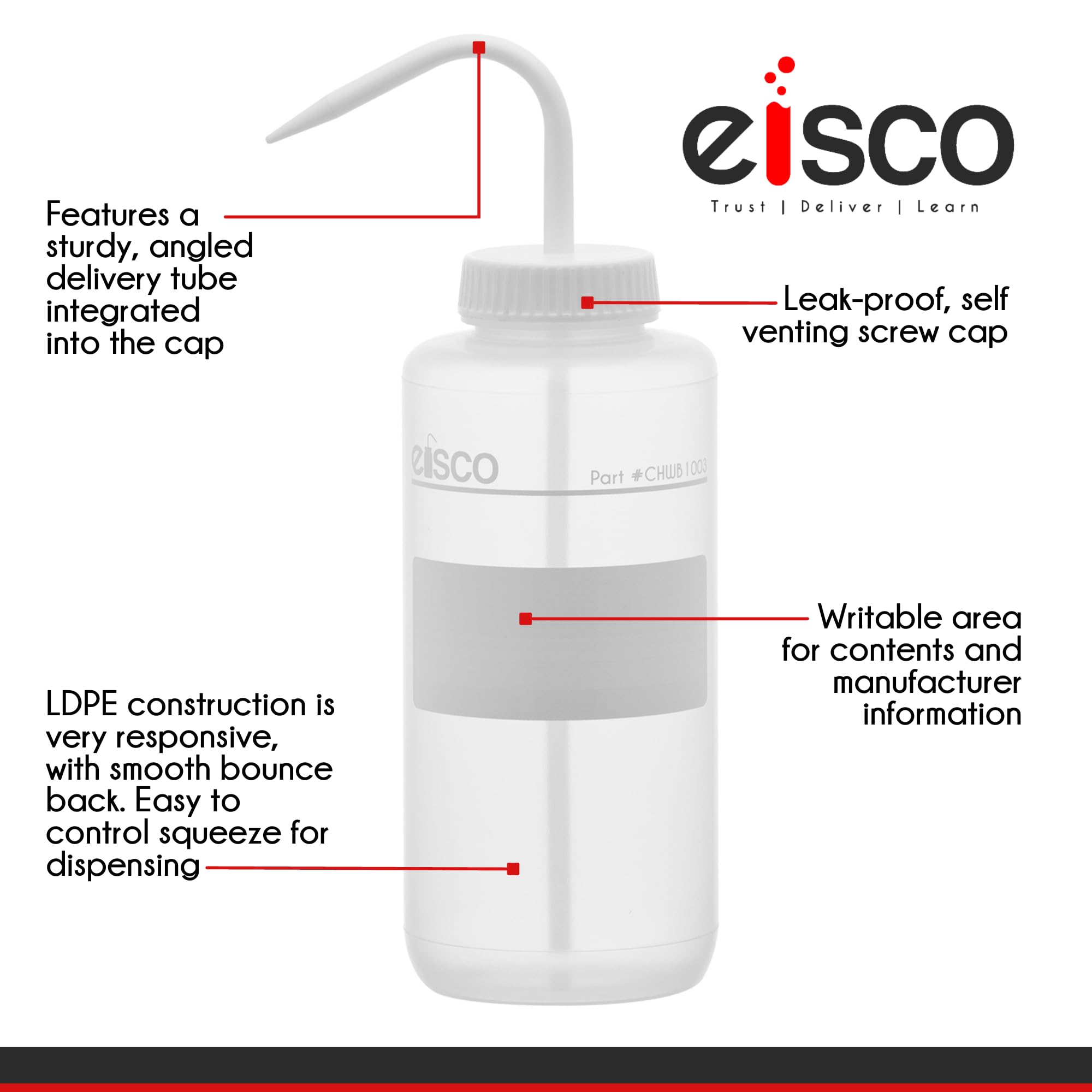 Amazon.com: EISCO 6PK Chemical Wash Bottle, No Label, 1000ml